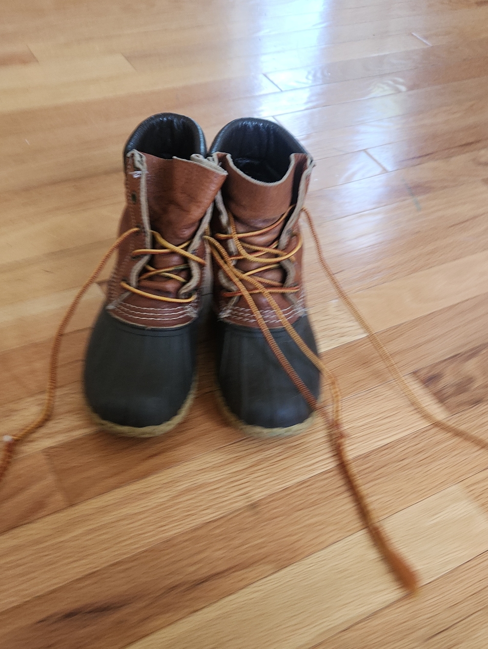 L.L. Bean Brown and Black Lace-Up Duck Boots